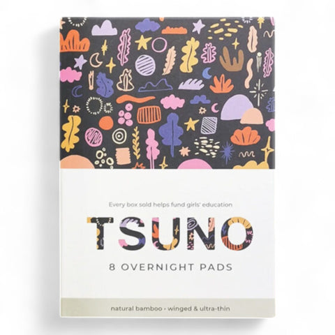 Tsuno Natural Bamboo Pads Overnight Winged & Ultra Thin 8pk