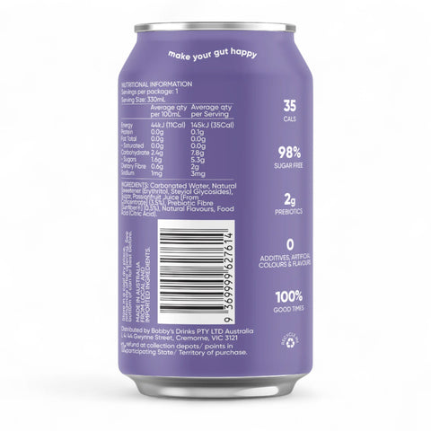 Bobby Prebiotic Soft Drink Passionfruit 330mL