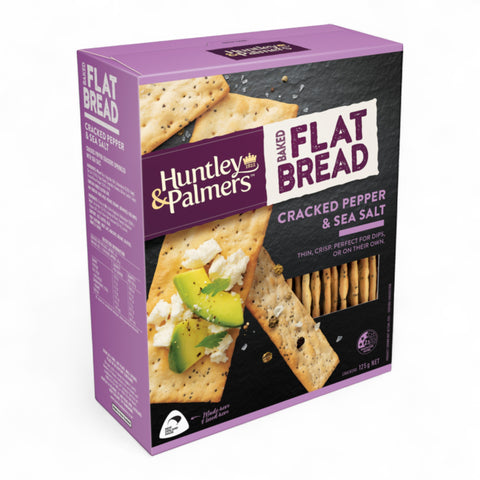 Huntley & Palmers Crackers Flat Bread Cracked Pepper Salt 125g