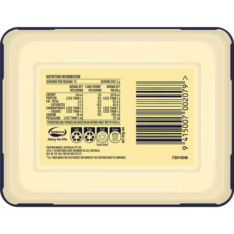Mainland Buttersoft Pure Butter Tub Salt Reduced 375g