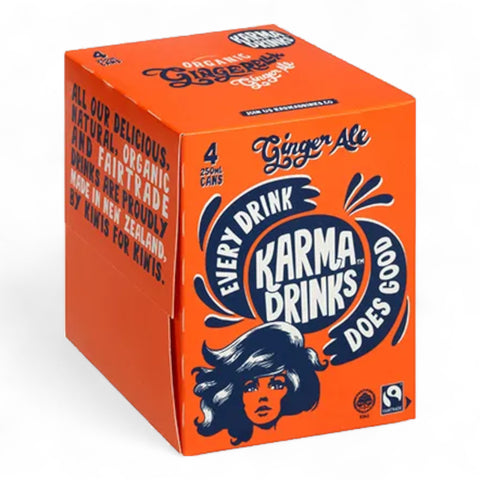 Karma Drinks Carbonated Soft Drink Ginger Ale Cans 4 x 250mL