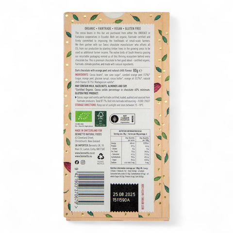 Bennetto Orange With Chilli Chocolate 80g