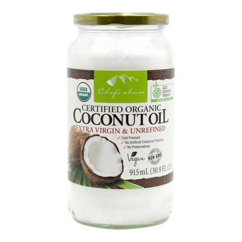 Chefs Choice Organic Extra Virgin Coconut Oil Unrefined 915mL
