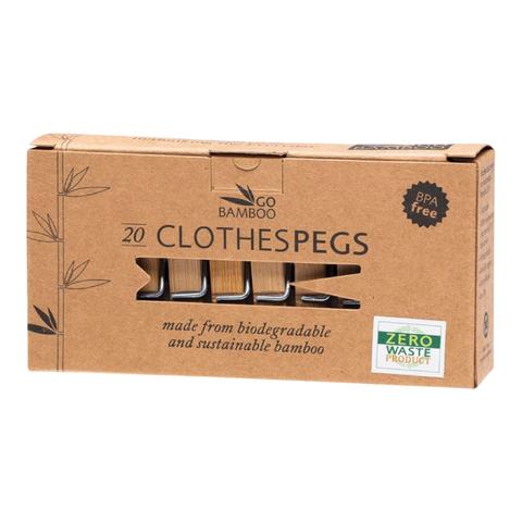 Go Bamboo Clothes Pegs Biodegradable Bamboo (20 Pack)