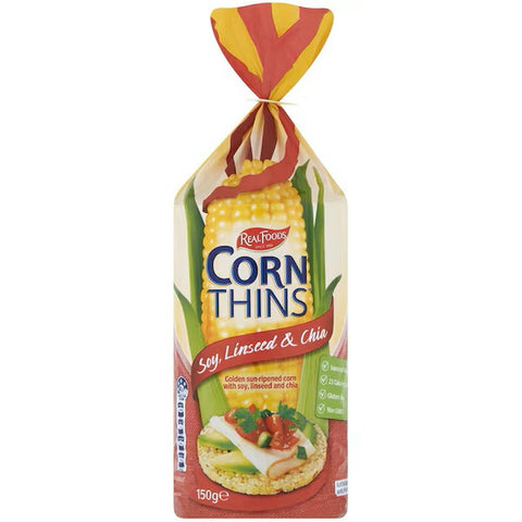 Real Foods Corn Thins Soy And Linseed 150g Default Title